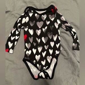 Little sleepies Monochrome hearts long sleeve bodysuit